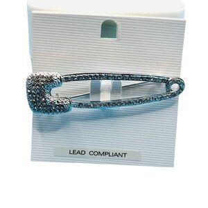 Silver Tone Crystal Safety Pin Brooch